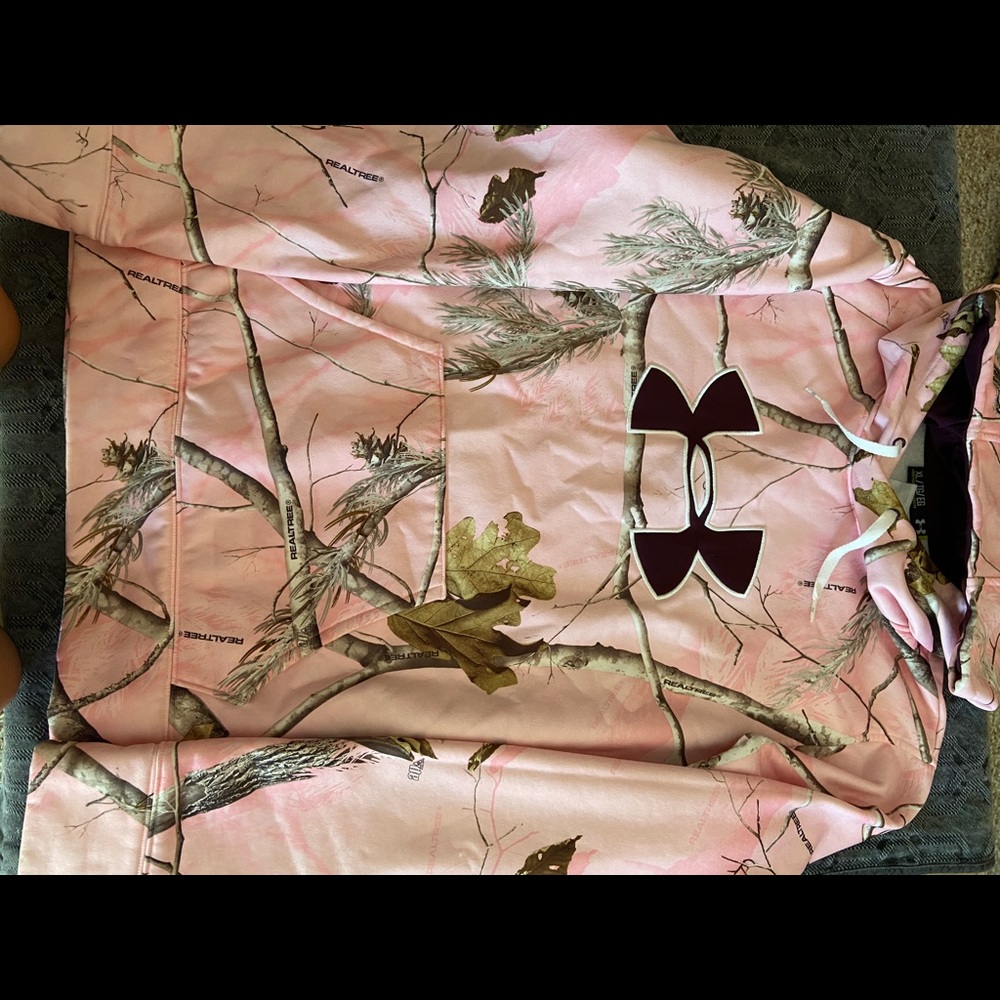 Pink Camouflage Under Armour sweatshirt.